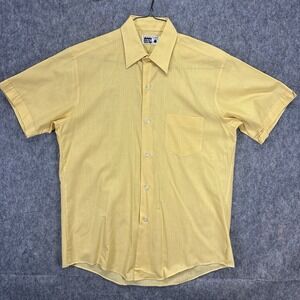 Cranbrook Vintage Shirt Men's Medium Yellow Poly Cotton Shirt Sleeve 80s 70s USA